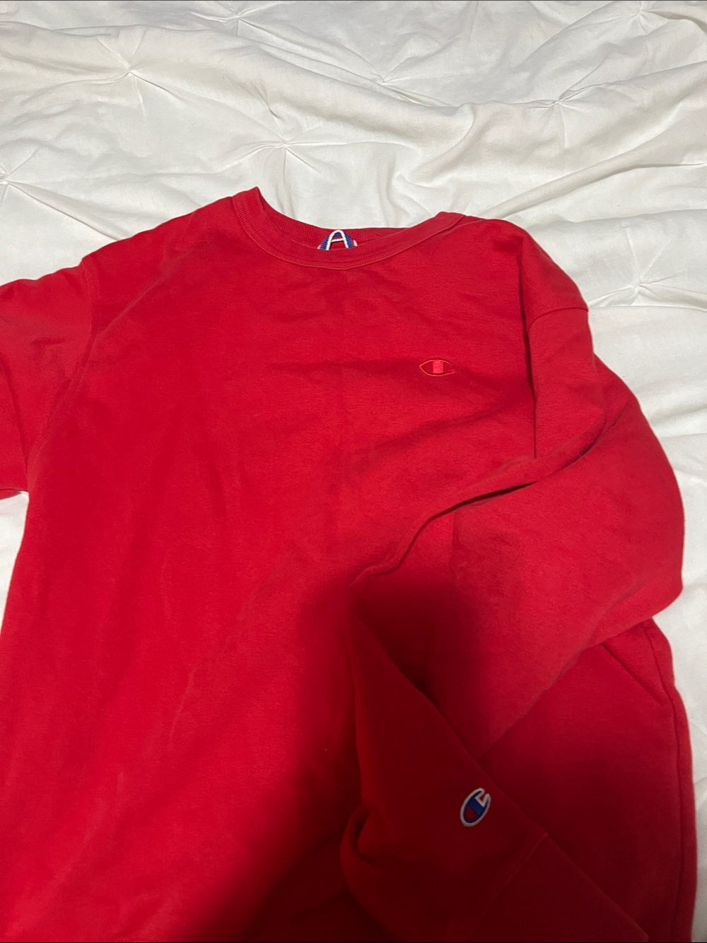Champion Red Men's Sweatshirt with Embroidered Logos